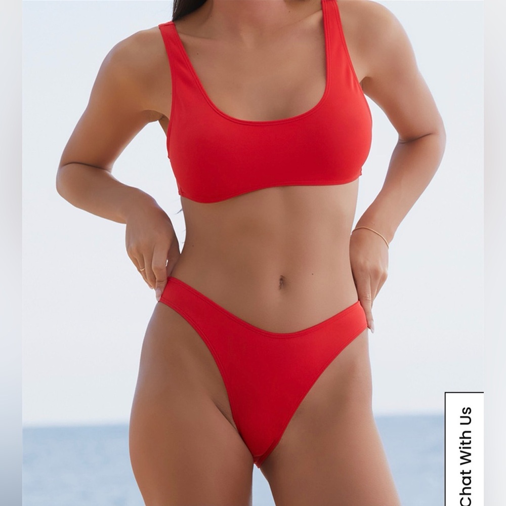 Pacsun Swim Eco Red Taylor Scoop High Cut Bikini Bottom Size Medium